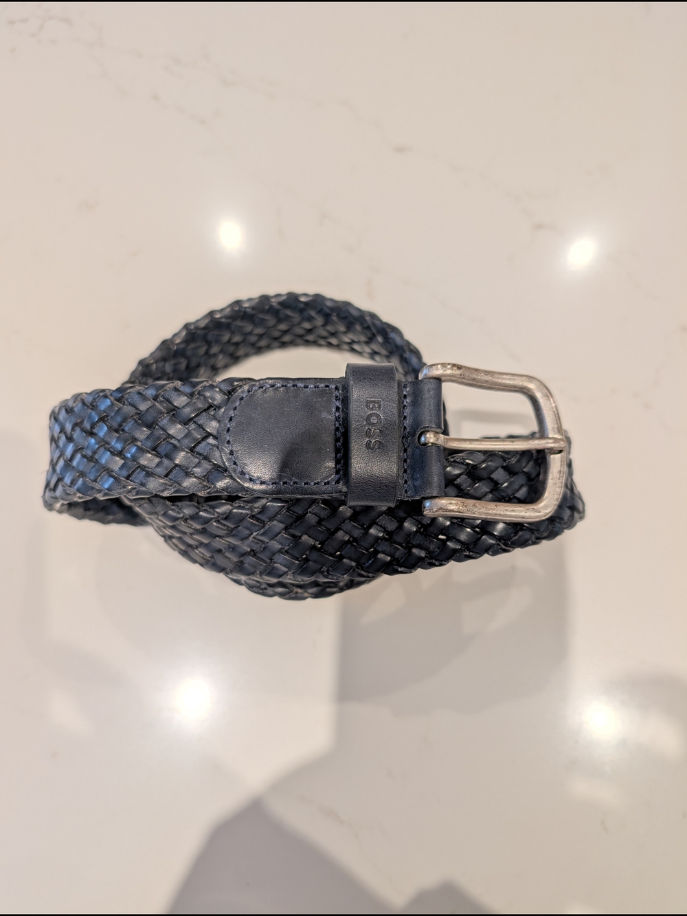 Boss Black Braided Leather Belt